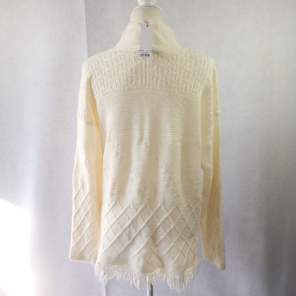 New Sonoma Tassels Beige Sweater Size Large - Picture 5 of 8
